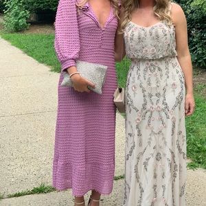 Lilac Textured Quarter Sleeve MidiDress